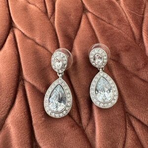 Carolee Silver Teardrop Earrings